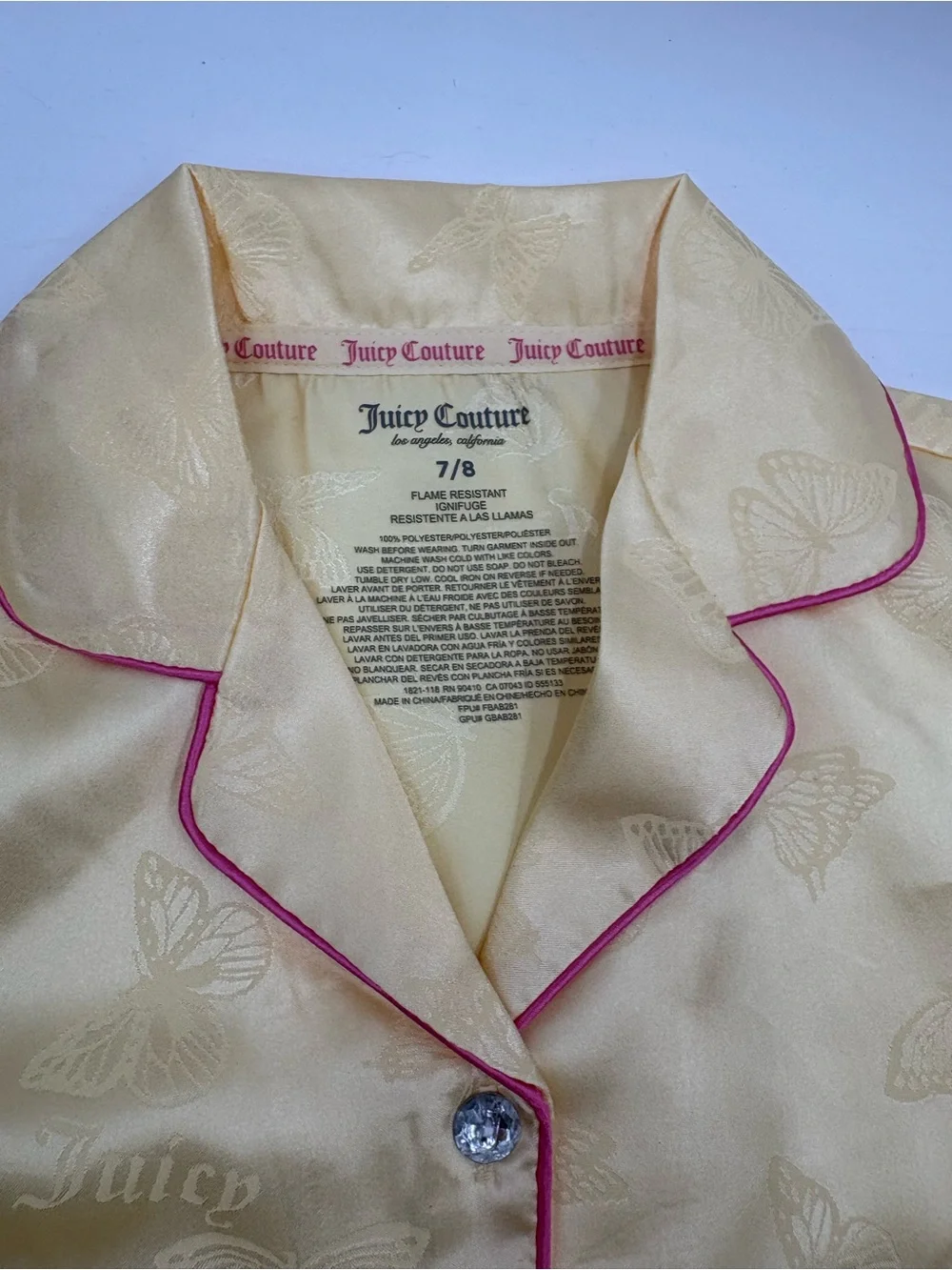 Juicy Couture‎ Girls 7/8 Pajama Shorts Set Bundle NWOT Cherry Butterfly